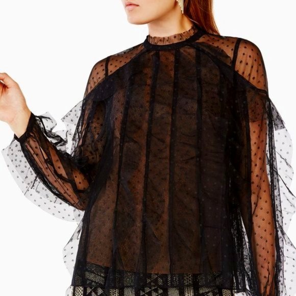 BCBG MAXAZRIA LEORA MESH TOP BLACK COLOR SIZE S $198.00 - Picture 3 of 12